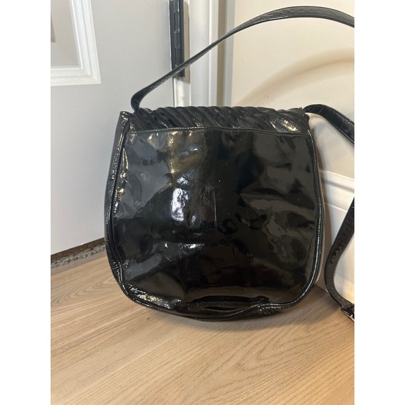 JAY HERBERT BLACK PATENT LEATHER CROSSBODY BAG Purse Handbag Made In USA - Picture 3 of 9
